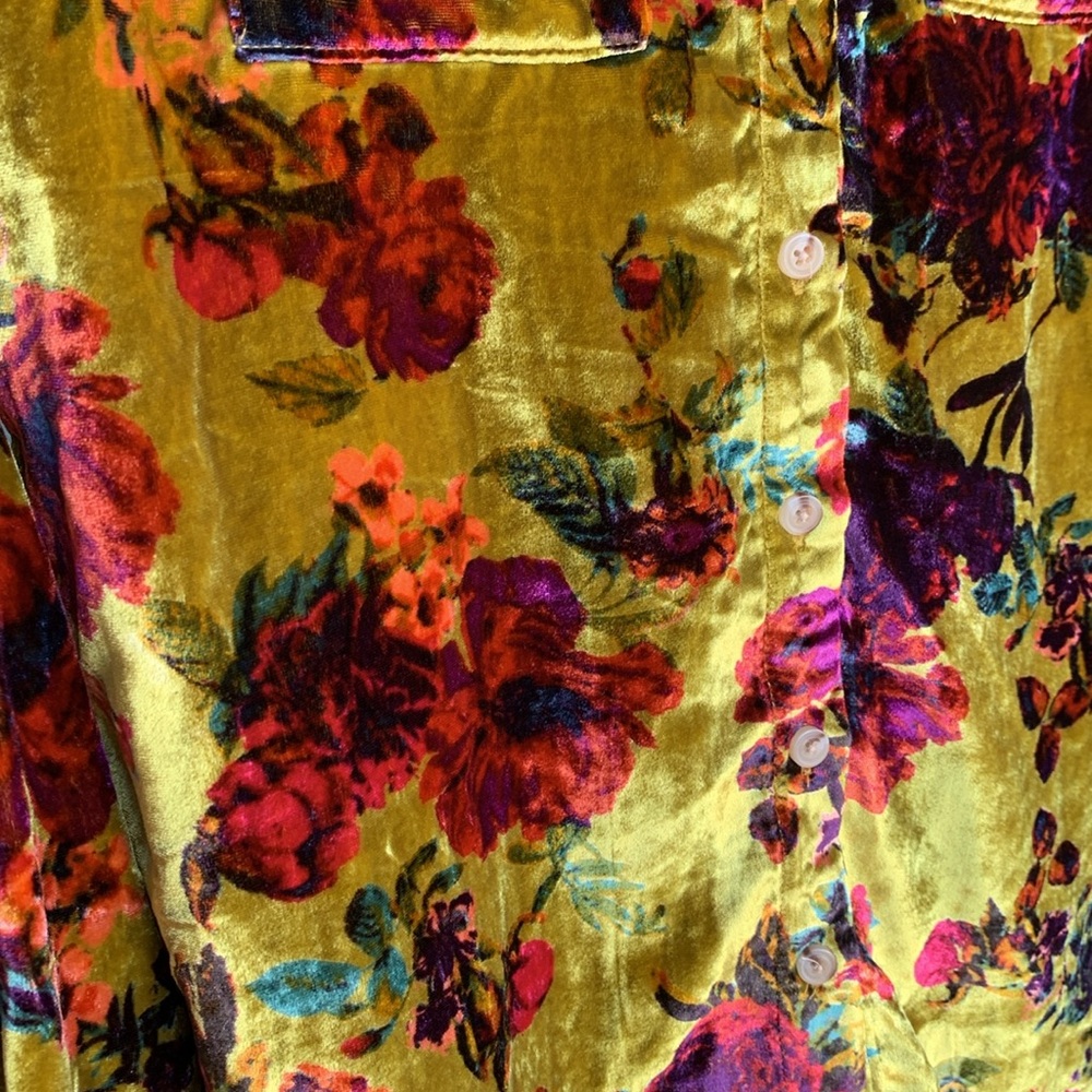 New Anthropologie Pilcro womens velvet button up size XXS floral relaxed Y2K - Picture 11 of 14